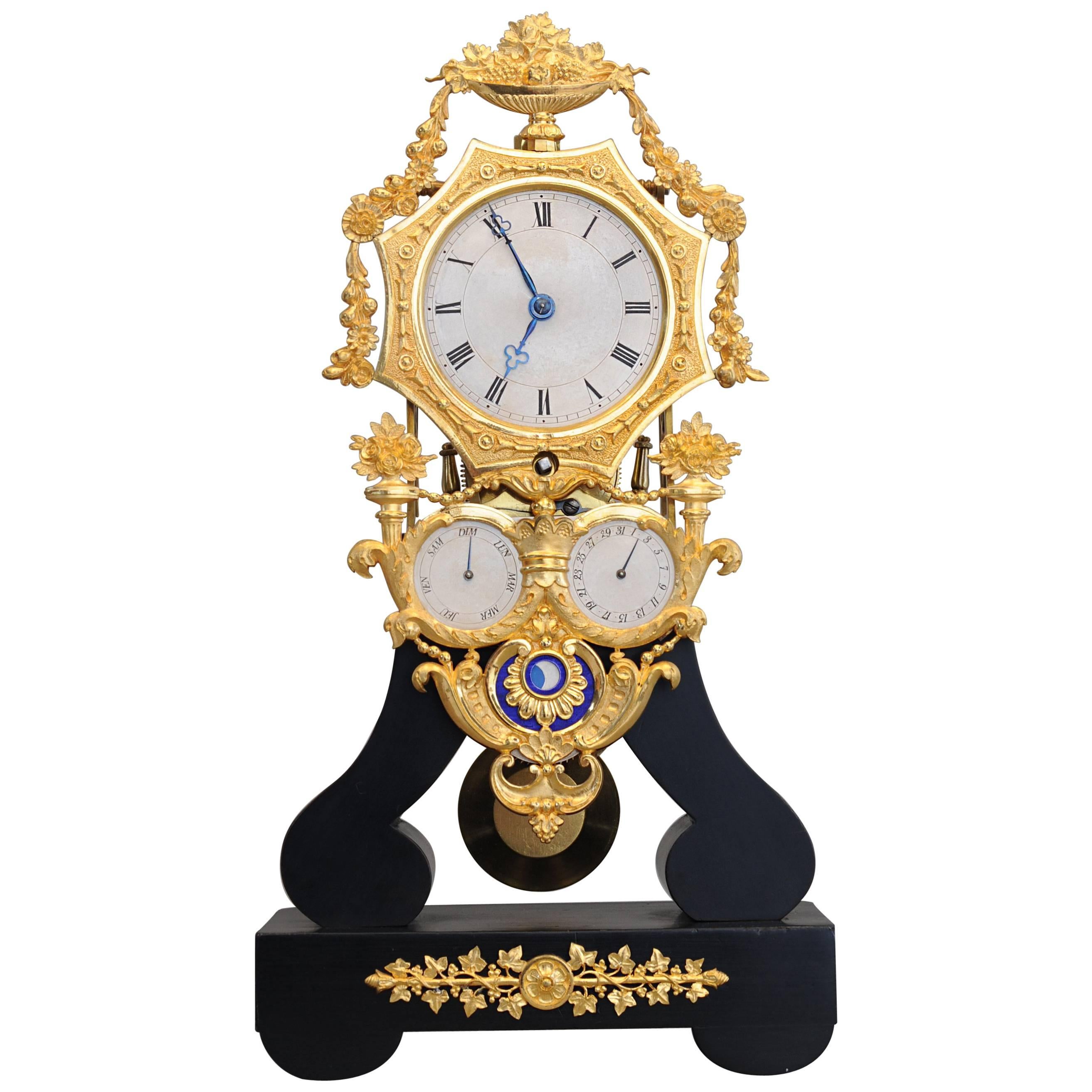 Very Nice and Interesting Four Dial Louis Philippe French Skeleton Clock, 1840 For Sale