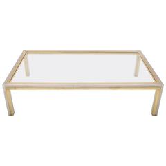 Coffee Table from 1970s in Brass and Chrome
