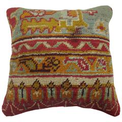 Antique Oushak Red and Green Pillow