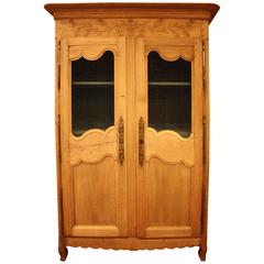 French Oak Wedding Armoire with Chicken Wire