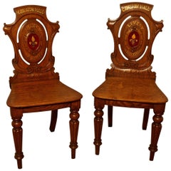 Antique Early 19th Century Golden Oak Hall Chairs, from Cawston Hall Livery Room