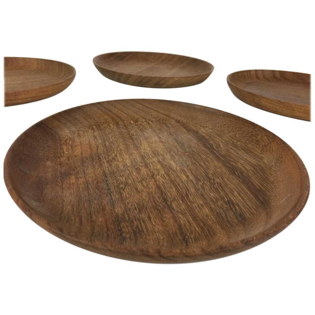 Bob Stocksdale Set of Four Wood Turned Plates in Shedua Wood