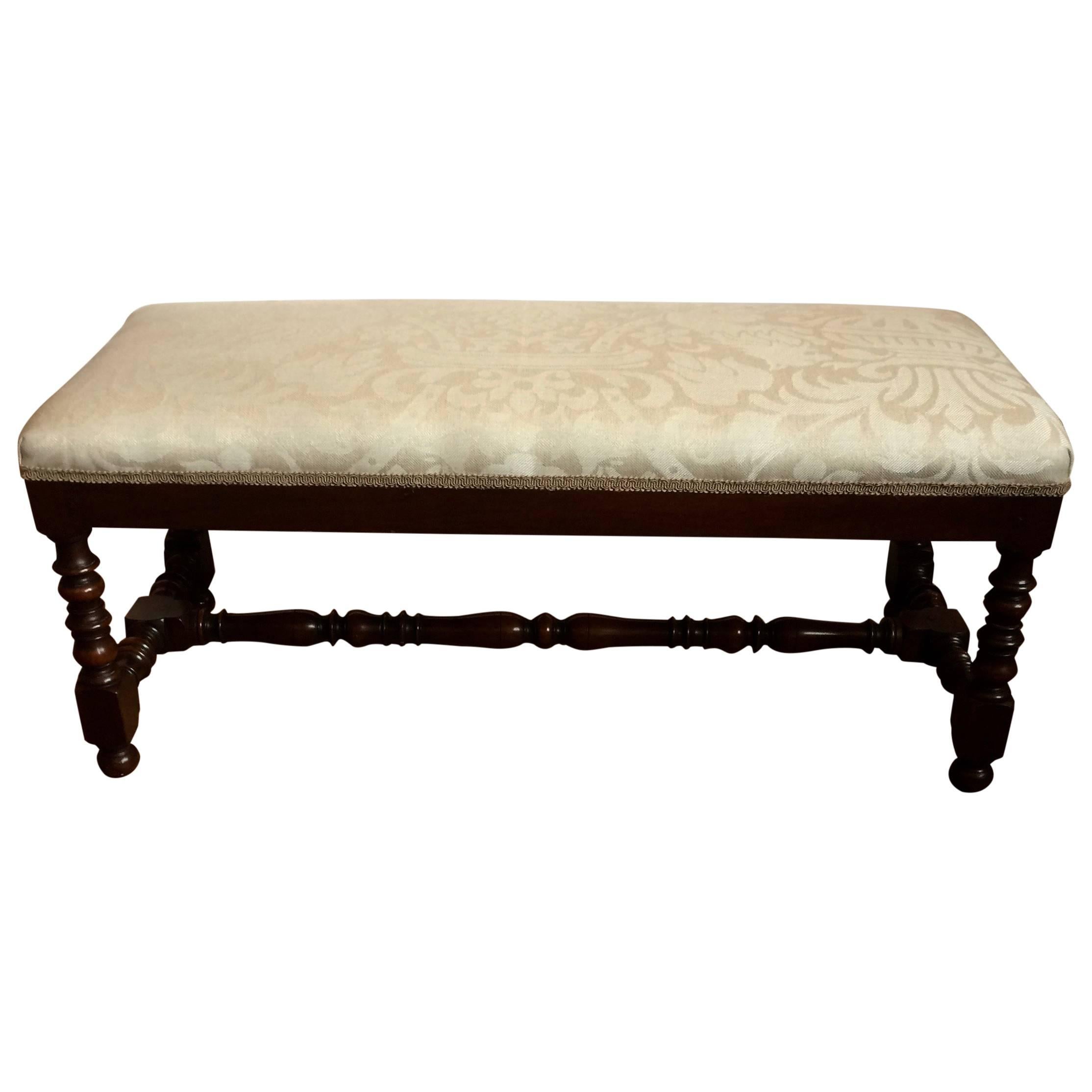 Traditional Barley Twist Bench with Upholstered Seat