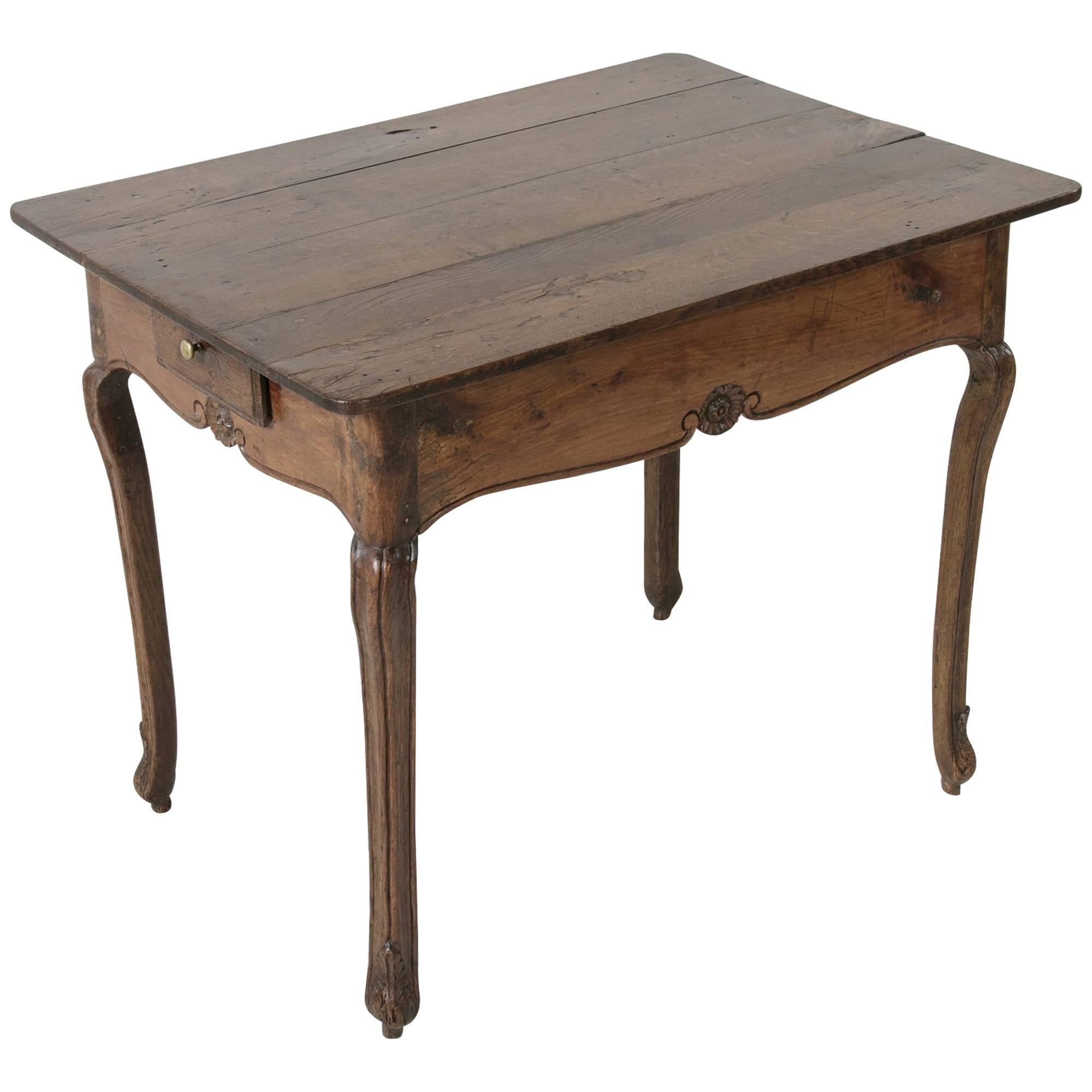 18th Century Louis XV Period Oak Side Table with Drawer