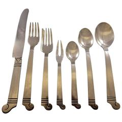 Aztec by Emma Melendez Sterling Silver Flatware Set 8 Service Lunch 62 Pieces