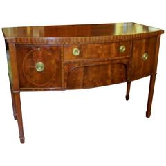 Antique English Inlaid Flame Mahogany Hepplewhite Style Bowfront Sideboard 5