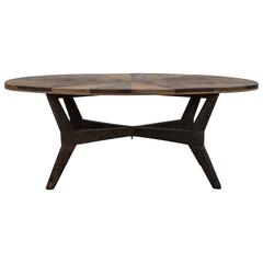 Mid-Century Vintage French, Palmwood Oval Coffee Table