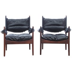 Paire de chaises longues danoises en palissandre de Rio:: modèle Modus:: datant du milieu du siècle dernier