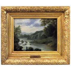 19th Century Oil Painting on Board English Bucolic Signed J. Stark