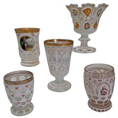 Collection of Bohemian White Cut-Out Glassware 12