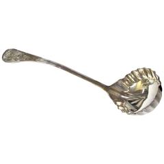 Antique American Wood and Hughes Heavy Sterling Punch or Soup Ladle