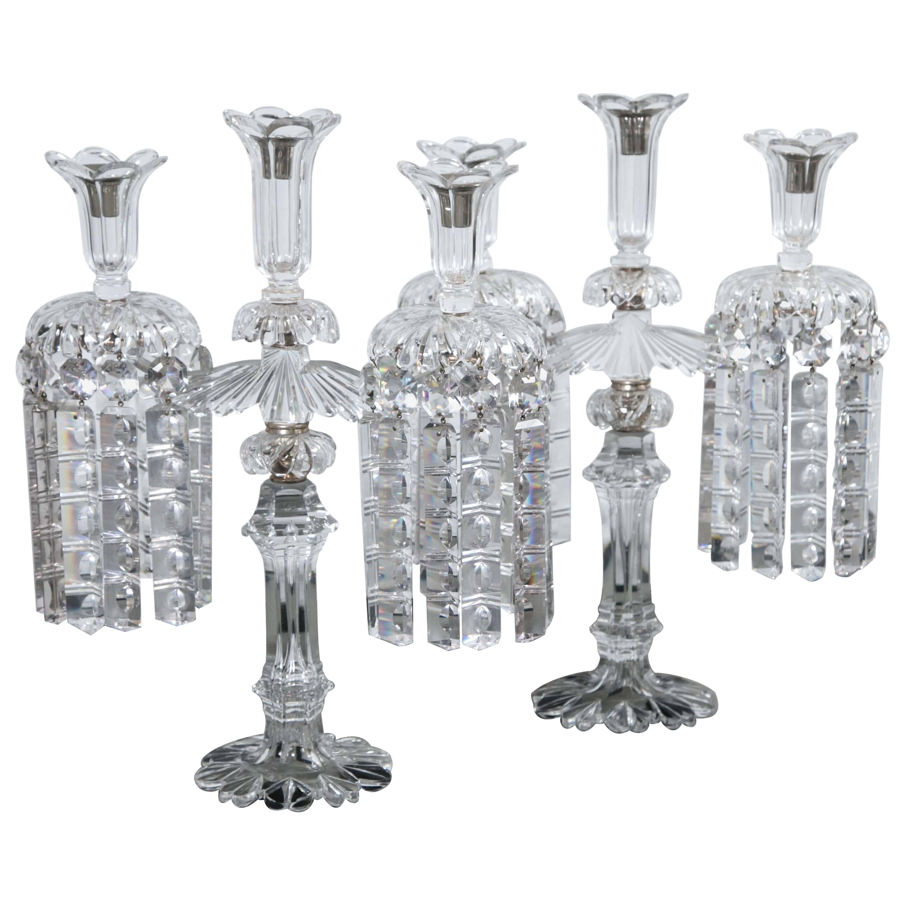 Turn of the Century Crystal Candleholders For Sale