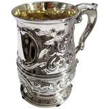 Hand Chased George II Large Sterling Tankard, William Cripps, London