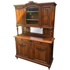 Early 1900's French Hand-Carved Walnut Three-Piece Sideboard Server Cupboard 6