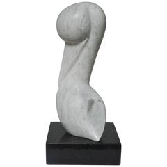 Abstract Marble Sculpture of a Pelican