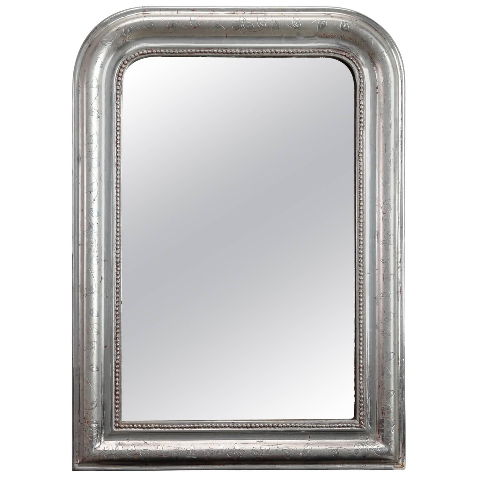 19th Century, Louis Philippe Silver Gilt Mirror