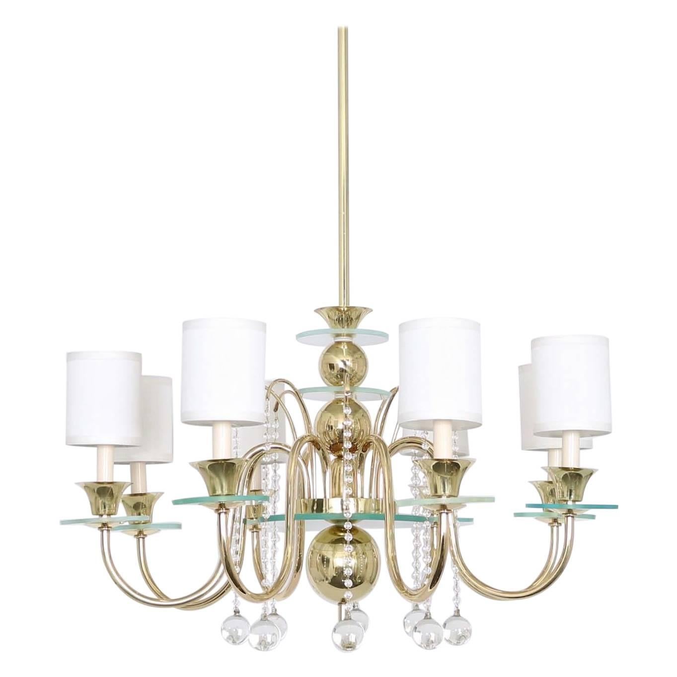 Restored Brass Chandelier in the Manner of Tommi Parzinger