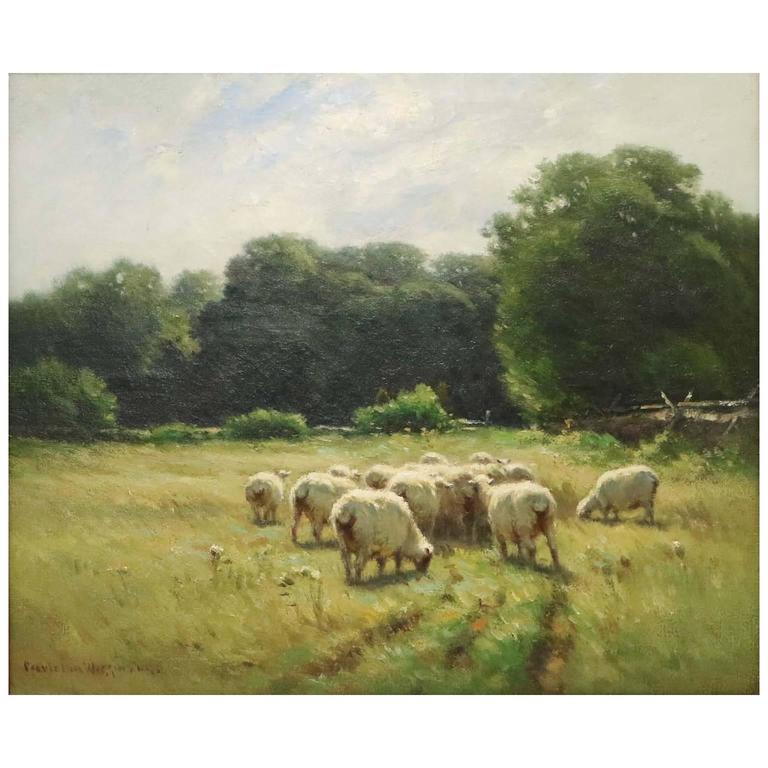 Carleton Wiggins, Pastoral Landscape, Oil on Canvas, Signed For Sale at