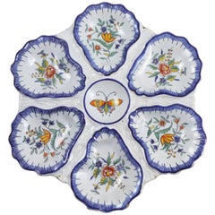 19th Century, Faience Butterfly Oyster Desvres Plate Fourmaintraux