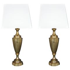Pair of Neo-Classical Brass Lamps