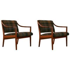 Pair of Vintage Danish Rosewood Armchair in Paul Smith Wool