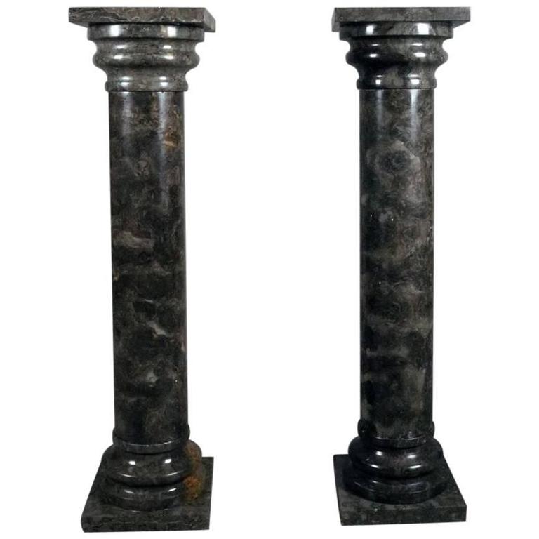 Pair of Classical Italian Polished Marble Sculpture Pedestals, circa