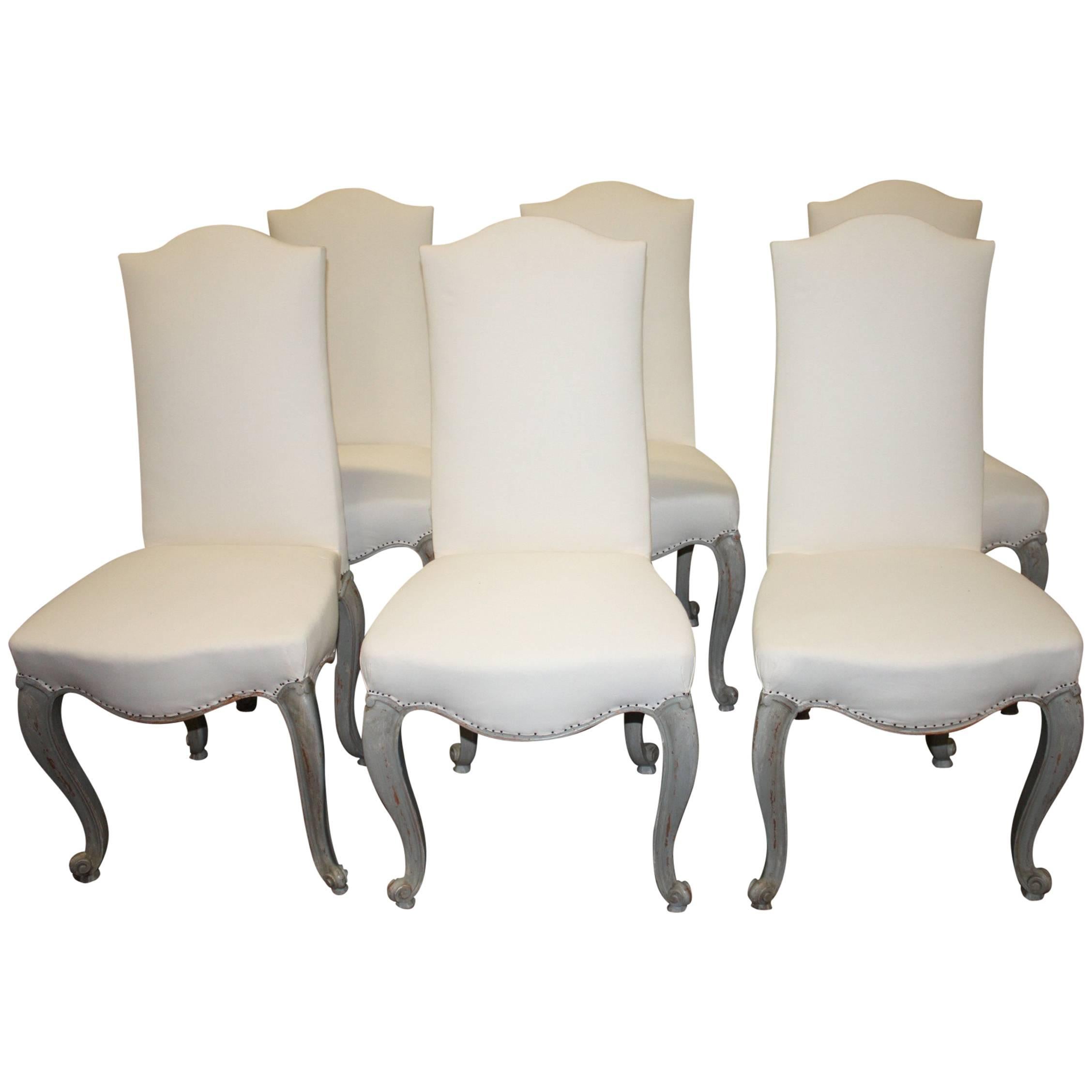 Elegant Set of Six French Dining Chairs
