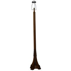 Antique Stunning & Hand Carved Arts and Crafts Floor Lamp of Solid Oak & Coromandel Wood