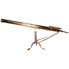 Large 19th Century Brass Tabletop Telescope by William Harris & Co.