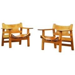 Pair of Danish Spanish Chairs by Børge Mogensen for Fredericia 4