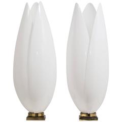 Exceptional Pair of Rougier Designed Acrylic Table Lamps, 1970s