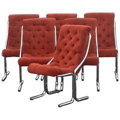 Super Cool Set of Six Daystrom Mid-Century Modern Chrome and Velour Chairs 8