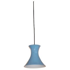 Blue Laquered Metal Austrian Midcentury Diabolo Hanging Lamp by J. T. Kalmar