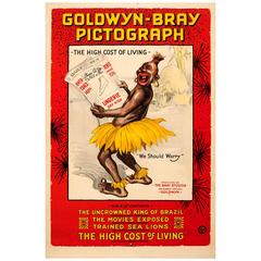 Used Original Goldwyn Bray Pictograph Animation Movie Poster, the High Cost of Living