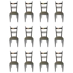 Gio Ponti 'in the Style of' Set of 12 Blackened Wood Chairs, Edition Roset 5