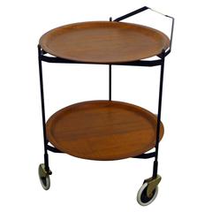 1950s Tea Trolley with Teak Trays from Denmark