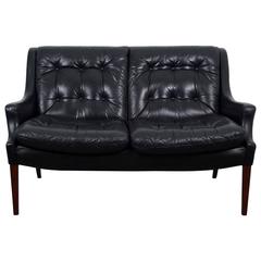 Black Leather Sofa from Walter Knoll, Germany, 1960s
