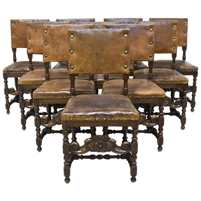 Set Of 10 Italian 19th Century Renaissance Revival Chairs In