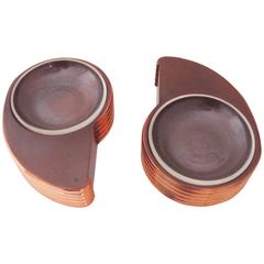 Pair of American Art Deco Bronzed Metal and Glass Cigar Ashtrays by Trophy Craft