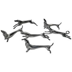 Antique Set of six WMF Knife Rests, Germany, circa 1906, Hunting Theme