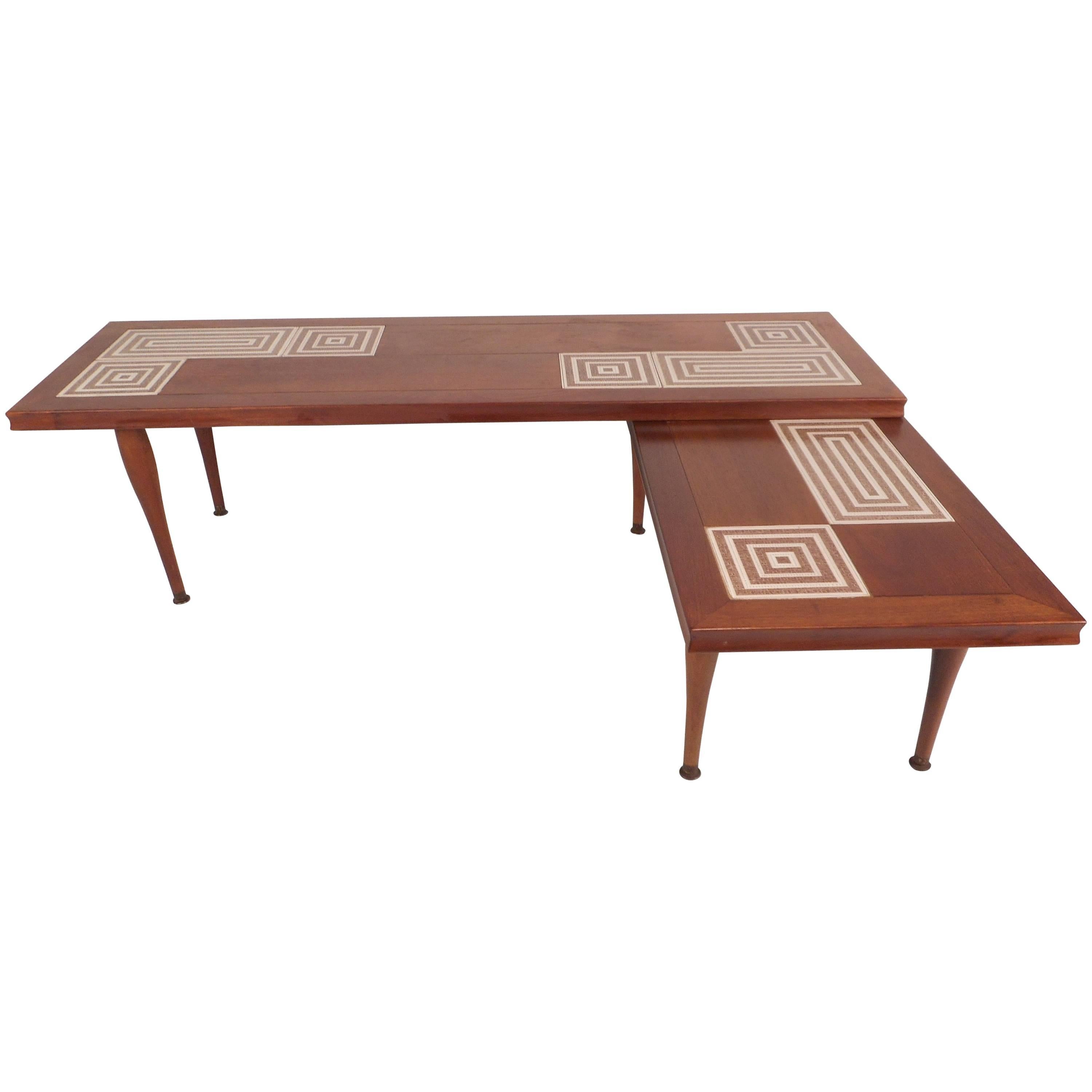 Mid-Century Modern Tile-Tip Pivot Coffee Table For Sale