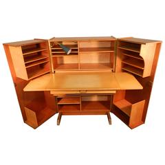 1950 Compact Home Office Desk in Mahogany and Blond Wood 9