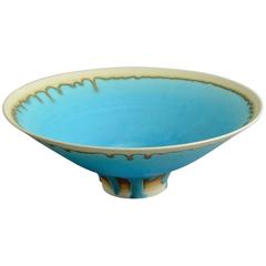 Porcelain Bowl with Blue and White Matte Glaze by Peter Wills