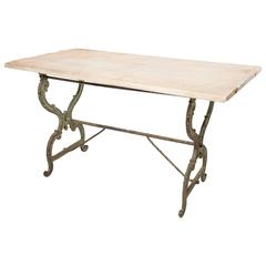 Console Table with a Cast Iron Base and Original Marble Top 9