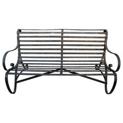 English Iron Strapwork Bench of Exaggerated Scroll Design, 19th Century