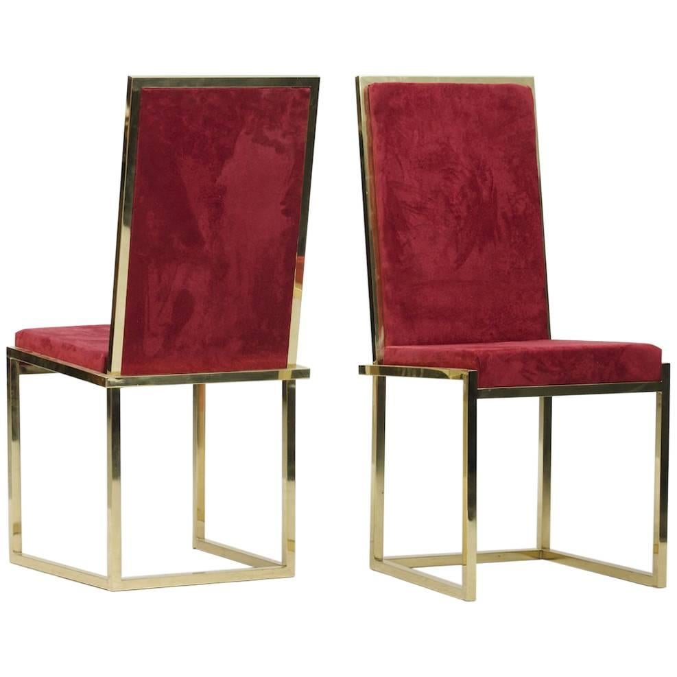Pair of Italian mid-century modern brass chairs For Sale