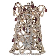 Vintage Wonderful Beaded Italian Bell Shaped Crystal Amethyst Pendant Chandelier Fixture
