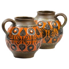 Pair of Glazed Ceramic Jugs