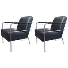 Retro Leather and Chrome Cinema Chairs by Gunilla Allard