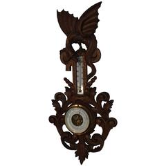 Early 20th Century Good Size Carved Barometer with a Dragon Sculpture 12